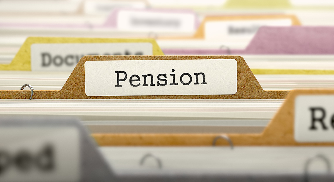 Image of files with a folder entitled Pension.